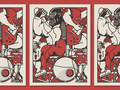 "Gorilla Youth" Afterhours Poster austin drums gorilla guitar illustration music punk
