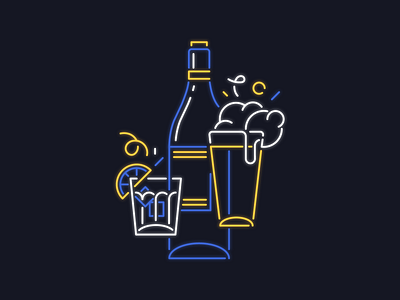 Neon Sign Concept bar beer drinks happy hour icon illustration neon