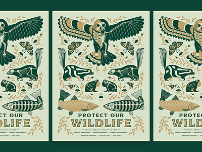 "Protect our Wildlife" AfterHoursATX 2019 Poster afterhours art illustration political poster screenprint wildlife
