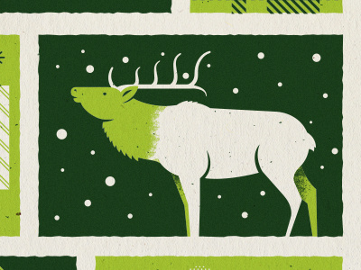 IMM Holiday card card colorado elk green holiday illustration imm nature noise snow