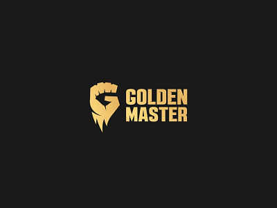 Golden Master club design fight fist gm golden hand letter logo master mma russia