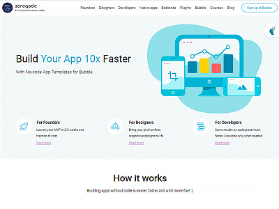 Zeroqode - Build your app up to 10x faster bubble bubblewits functional no code responsive template templates visual programming without code zeroqode