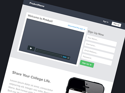 Product Landing Page blue flat landing page product