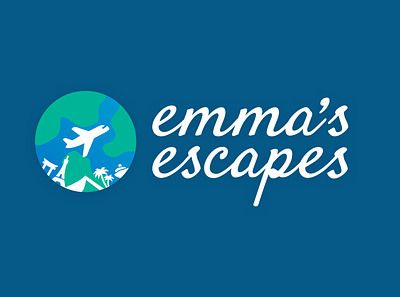 Emma's Escapes Travel Branding branding globe graphic design icon illustration logo plane script travel travel agency vector