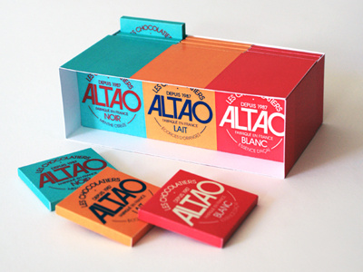 ALTAO altao chocolate coffee accompaniment colourful dark milk white chocolate design french graphic design logotype packaging typeface