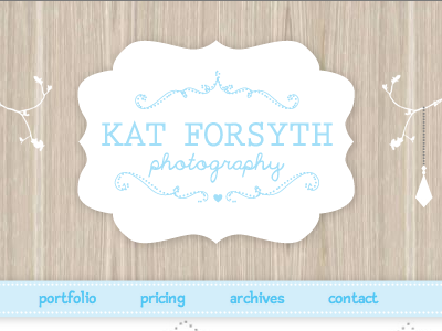 Kat Forsyth: Logo + Website girly light blue logo