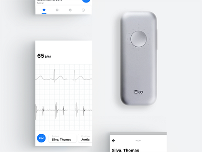 Medical App for Heart Sounds and ECG app clean ecg ekg health heart interface medical mobile stethoscope ui ux