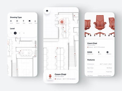 Layout - Architectural and Interior Design Concept app architecture clean design floor plan furniture interface interior design ios mobile ui ux