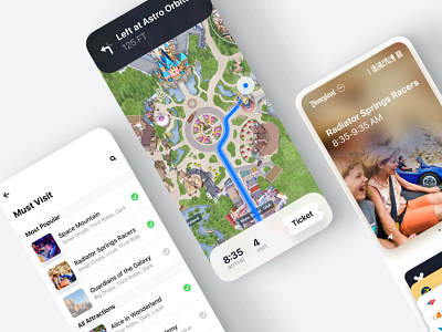 Park Ranger: An AI-Powered Theme Park Experience ai app apple clean disney disneyland interface map mobile ui ux wallet