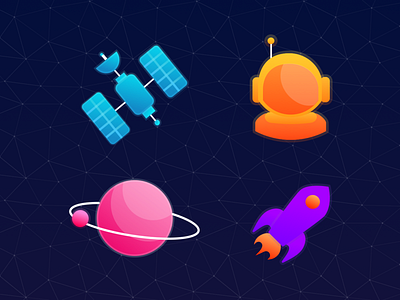 Space Icons adobe astronaut galaxy illustration illustrator orbit planet rocket man satellite sky space stars vector