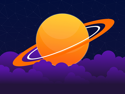 Orange Planet adobe clouds galaxy illustration illustrator planet saturn sky space stars vector