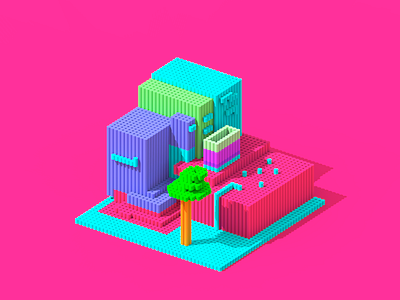 Voxel Building Complex 3d building design environment illustration isometric magicavoxel voxel voxel art