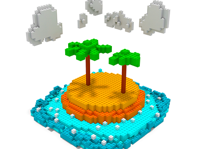 Lego Island 3d design environment illustration island lego magicavoxel voxel voxelart