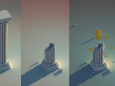 Harvesting the Acropolis cinema 4d design voxelart