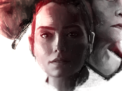 A long time ago, in a galaxy far, far away... digital painting leia luke portrait rey skywalker star wars