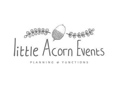 Little Acorn Events branding events functions hand drawn illustration line art logo logo design planning