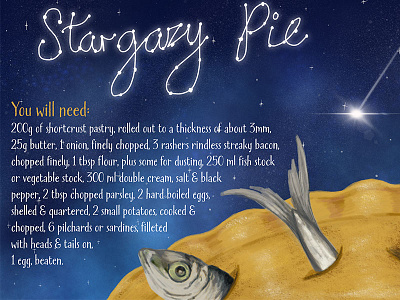 Stargazy Pie food food illustration illustrated recipe illustration recipe traditional recipe