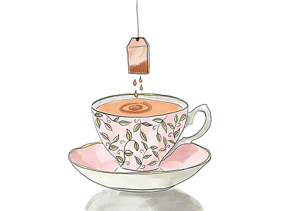 Tea Cup & Tea Bag drain drawing food food illustration illustration illustrator inktober 2018 procreate