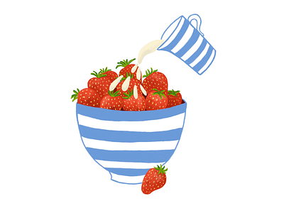 Strawberries and Cream food art food drawing food illustration tennis wimbledon
