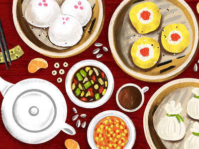 Dim Sum Birthday dim sum editorial illustration food food art food drawing food illustration illustrated food they draw and cook