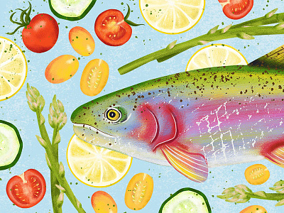 Eat the Rainbow Trout editorial illustration food food art food illustration illustrated food they draw and cook