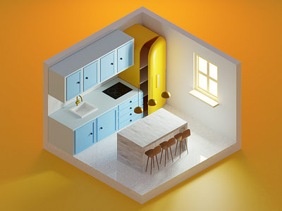3D Kitchen Illustration 3d blender design illustration isometric kitchen lowpoly render