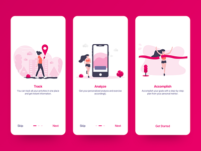 Onboarding - Daily UI animaiton app branding dailyui design flat graphics illustration minimal onboarding onboarding illustration sport app ui uidesign ux vector web