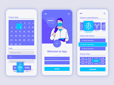 Medical booking app app design flat illustration medical medical app medical design minimal mobile ui ux vector web