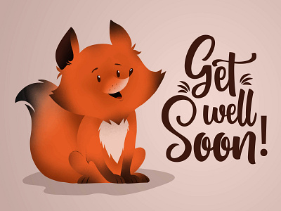 Get well soon illustration design fox illustration procreate vector