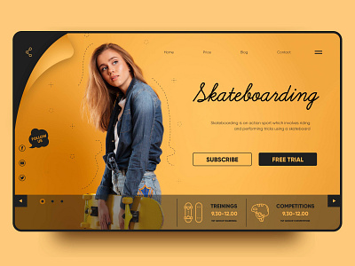 Sports landing page design digital landing landing page skateboarding sport vector web