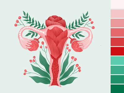 Female reproductive system with flowers illustration design flat flower flowers flowers illustration illustration reproductive reproductive system vector web