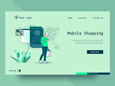 Shopping online landing page concept design flat illustration landing landing page mobile shopping online shopping shopping ui ux vector web