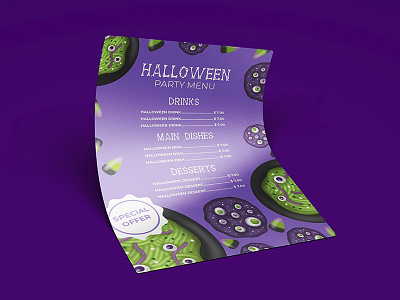 Halloween menu template branding design halloween halloween design halloween flyer halloween party illustration typography vector