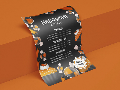 Halloween party template branding design halloween halloween design halloween flyer halloween party illustration menu menu design typography vector