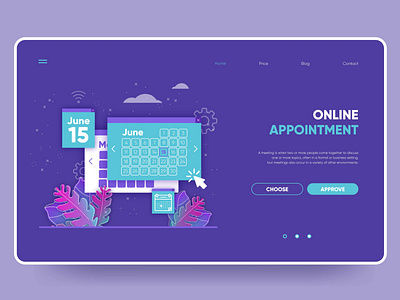 Appointment booking landing page template design flat illustration landing landing page ui ux vector web