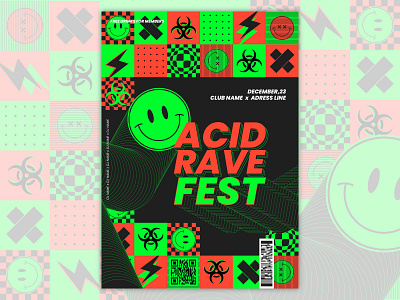 Flat Mosaic Music Festival [bundle] acid design fest flat illustration mosaic music smile vector
