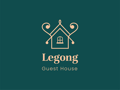 Legong Guest House Logo brand design branding design freelance graphic graphic design green guest house hotel house logo mozaic simple vector yellow