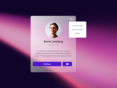 Glassmorphism UI Card for Profile