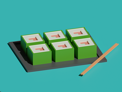 Sushi 3D 3d blender low poly