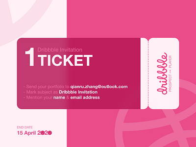Dribbble invitation 2020 adobe xd branding design dribbble dribbble invitation dribbble invite flat pink ticket ui