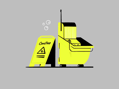Power Couple cleaning illustration illustrator janitor mop procreate yellow