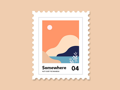 Somewhere Not Over The Rainbow 04 design flat illustration landscape mountain nude orange peach series stamp vancouver vector