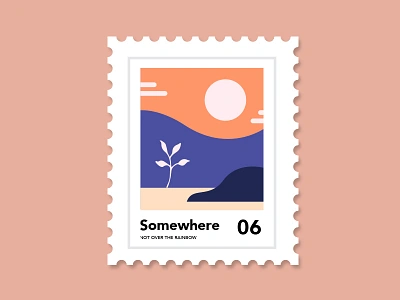 Somewhere Not Over The Rainbow 06 blue canada design flat illustration illustrator orange pink stamp vancouver vector