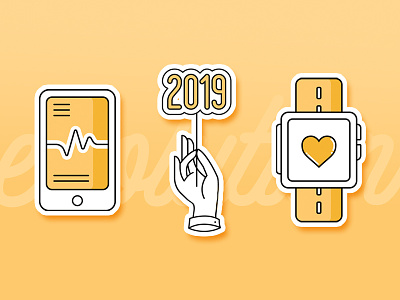 A New Resolution! app art design fitness flat hand heart icon illustration illustrator sticker vector watch