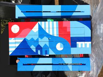 Skookum Mural canada geometric art illustration mural outdoors paint picnic public art red and blue skookum vancouver