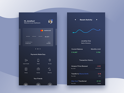 e-Wallet Concept app dark finance minimal ui ui design ux ux design wallet