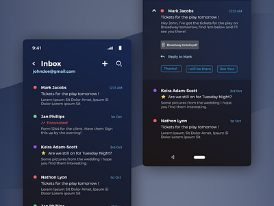 Mail App Concept app branding dark design minimal minimalism ui ui design uidesign ux