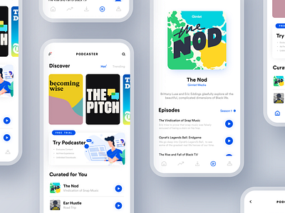 Podcasts App Concept app apple branding design graphic icon ios minimal minimalism mockup modern music music ui player podcasts ui ui design ux vector