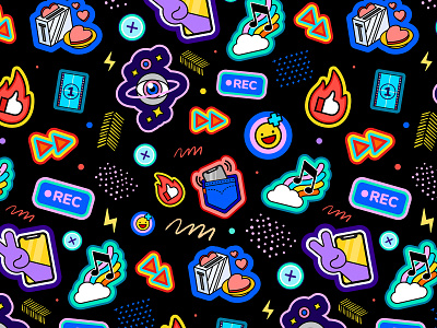 YouTube Shorts Patch Designs colorful pattern quirky vector illustration vectorart