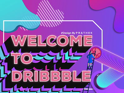 Welcome To Dribbble abstract adobe art debut design dribbble illustration invite photoshop typography vector welcome